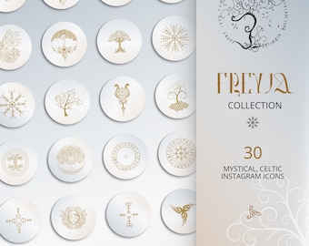 Instagram Highlight Story Icons | Spiritual Covers: light, gold, Celtic | Mystic business | Life Coach IG Branding | Runes & Tree life