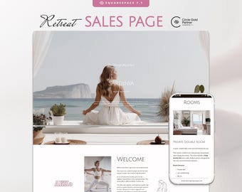 Squarespace Sales Page Template for Yoga Retreat Marketing One-Page Funnel Landing Page