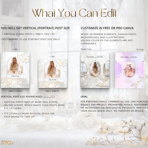 White Gold Instagram Spiritual Post Templates - Fantasy Social Media IG ...