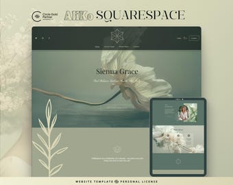 Squarespace Template Website Design: grün, natur, minimalistisches Branding für Ganzheitliche Coaches, Yoga & Meditation