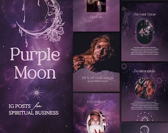 Modèles de publication Instagram : violet foncé, spirituel, cosmique sur Canva | Déesse de la galaxie | Réseaux sociaux | Flux IG | Oeil magique, tarot et cristaux