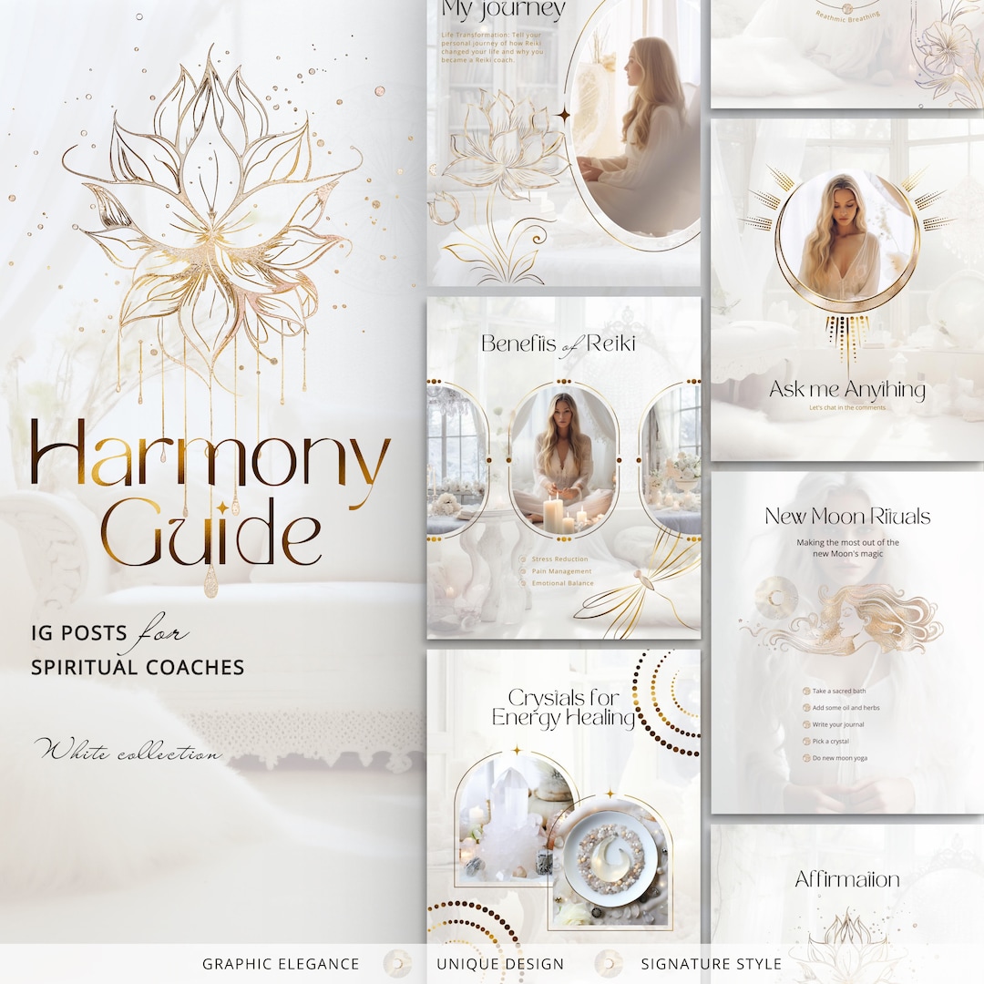 White Gold Instagram Spiritual Post Templates - Fantasy Social Media IG ...