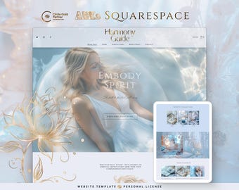 Squarespace Website Template Design: Blue Gold Branding für spirituelle & ganzheitliche Coaches