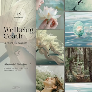 Life Coach: Explore nature-inspired, minimalist Canva templates for wellbeing and holistic coaching. Enhance your mental health and mentoring posts with serene designs perfect for social media.