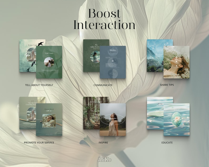 Life Coach: Explore nature-inspired, minimalist Canva templates for wellbeing and holistic coaching. Enhance your mental health and mentoring posts with serene designs perfect for social media.