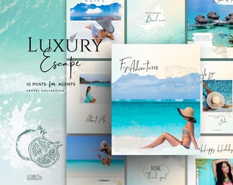 Modèles Instagram de voyage pour agents : luxueux, tropical, lumineux | Messages sur toile | Agence promotion sociale | Conseiller voyages et vacances Flux IG