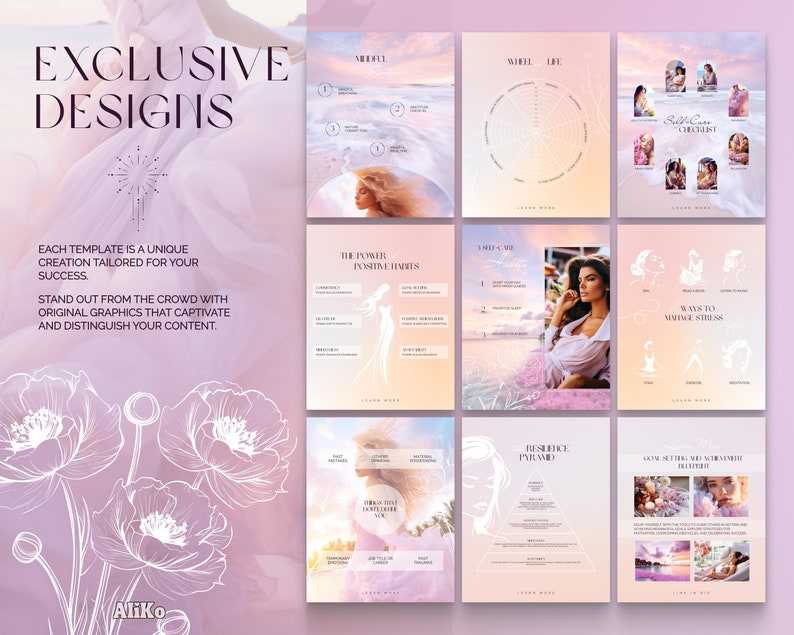 Instagram Canva Templates for Wellness Coach Pink Purple Spiritual ...