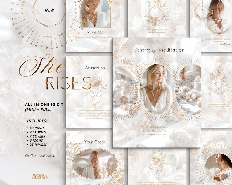 Luxury White & Gold Instagram Templates, Spiritual Branding for Life ...