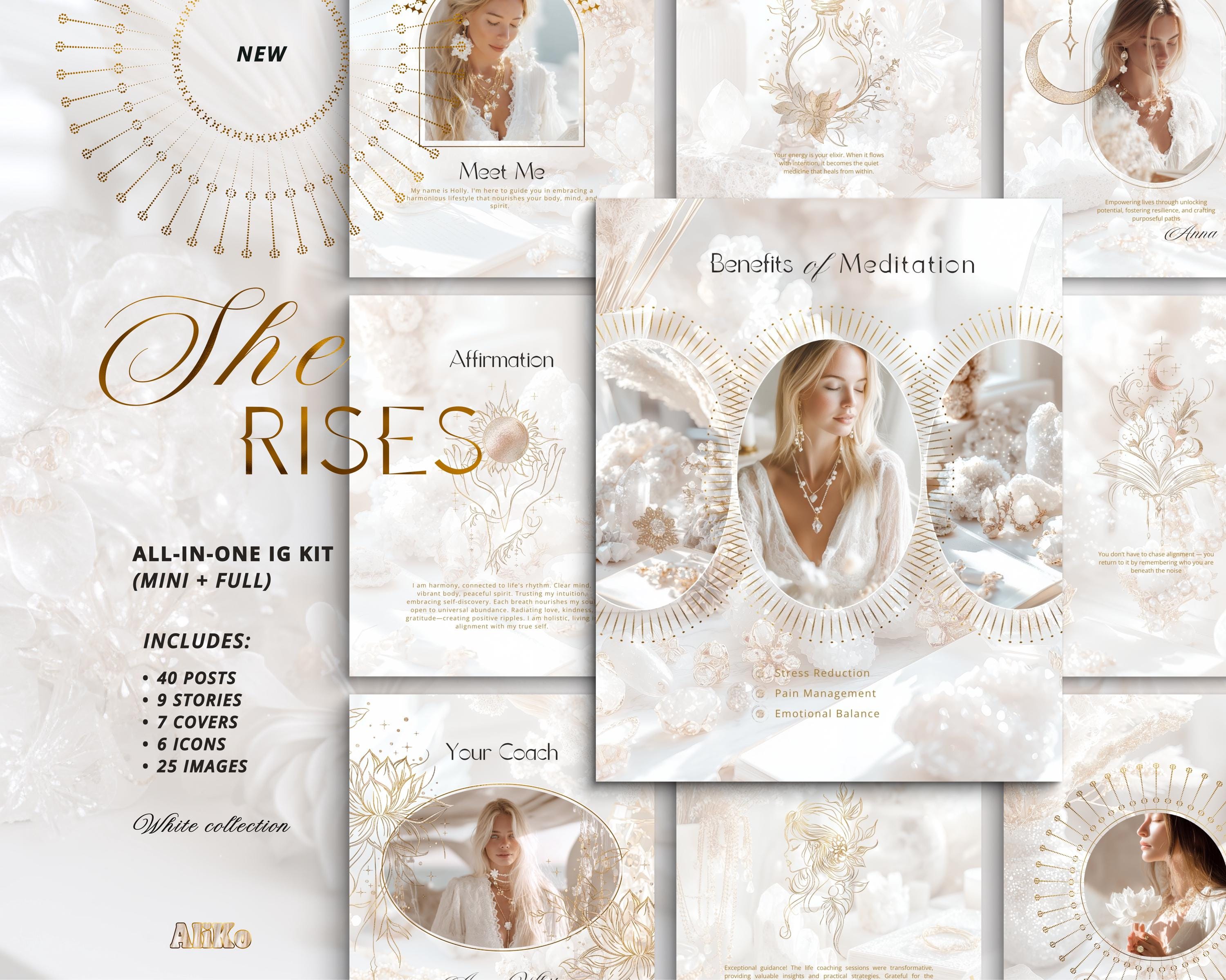 Luxury White & Gold Instagram Templates, Spiritual Branding for Life ...
