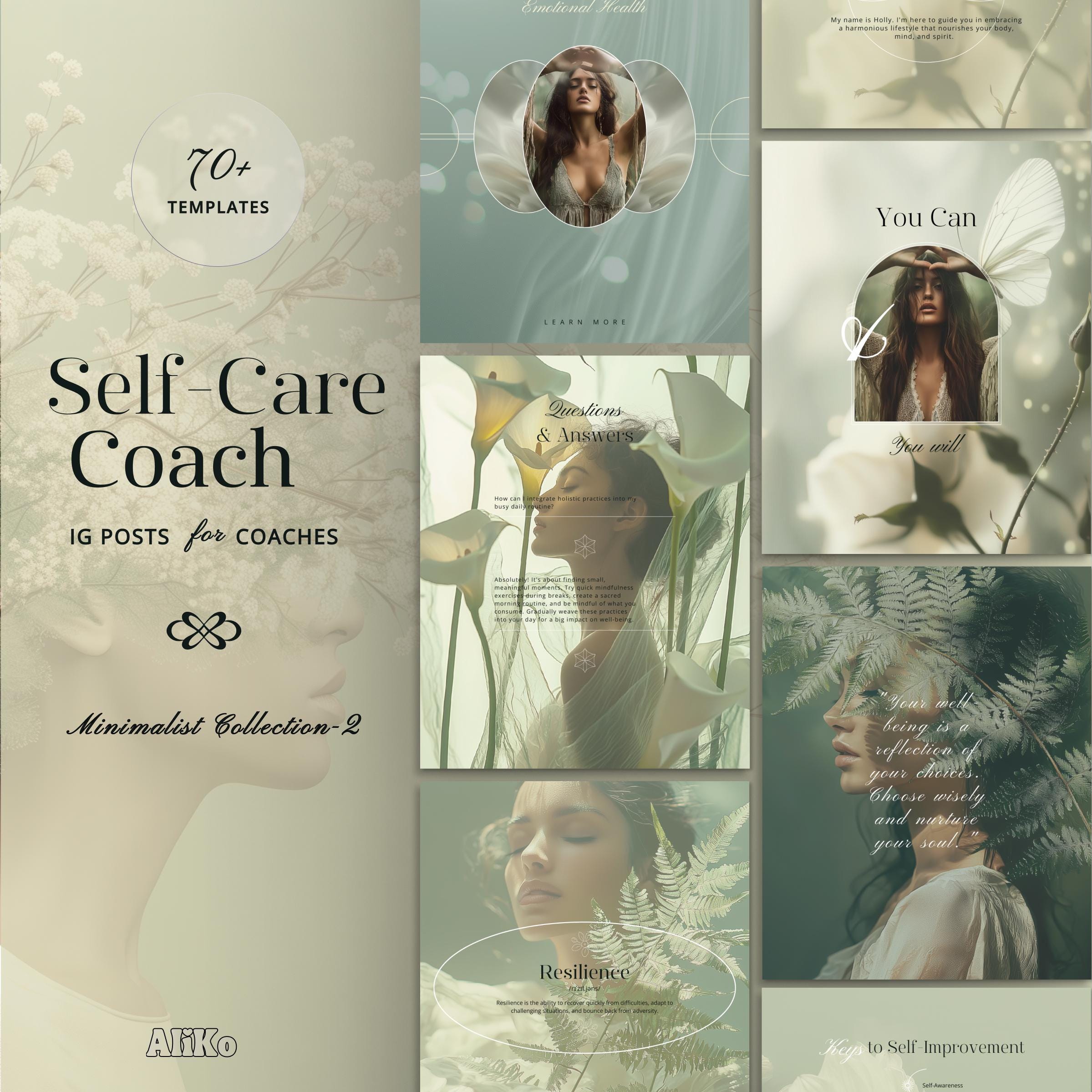 Coach de vie | Modèles de publication Instagram Spiritual : nature, vert, minimaliste sur Canva | État d'esprit Réseaux sociaux | Bien-être, bien-être et holistique