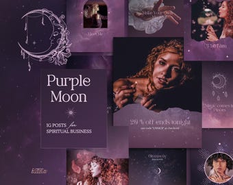 Mystical & Spiritual Moon Instagram Posts: Tarot, Astrology, Crystals (Canva Templates)