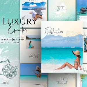 Travel Instagram Post Templates for Agent: luxury, tropical in Canva | IG Social Media Branding | Vacation Tour | Trip Advisor Content Ideas