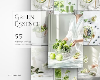Green Food Stock Photos with Healthy Food for Nutrition Coach, Organic Brands & Wellness