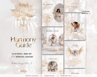 Spiritual Instagram Post Templates – White & Gold Canva Mini Kit