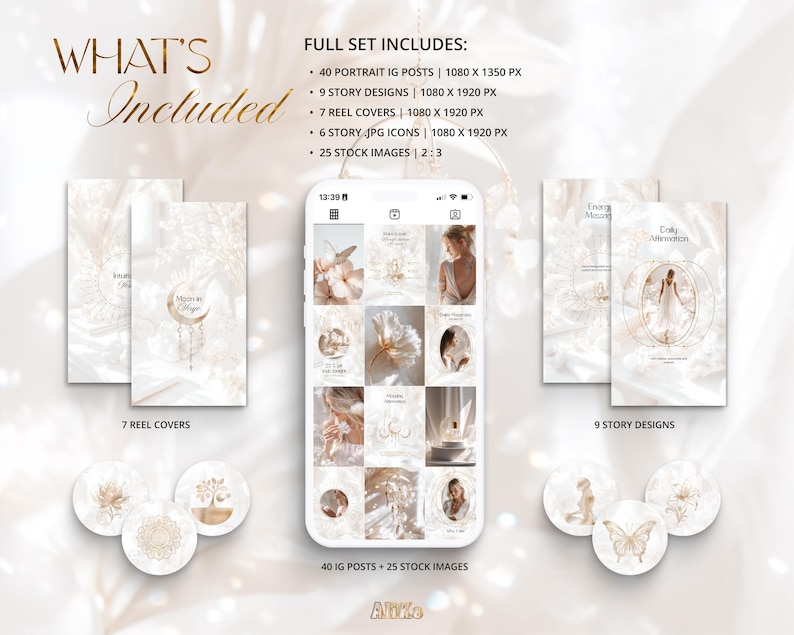 Luxury White & Gold Instagram Templates, Spiritual Branding for Life ...