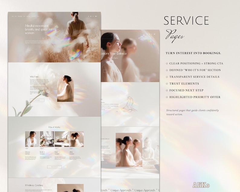 Squarespace Website Template Design for Wellness & Wellbeing Coach, Reiki Teachers – Spiritual Business – Minimalist Theme.
This minimalist Squarespace website template is created for wellness coaches, Reiki practitioners, spiritual teachers and holistic businesses who want a calm and professional online presence. The clean layout and soft, neutral aesthetic help you present your services, coaching sessions, retreats or healing practices in a clear and welcoming way.