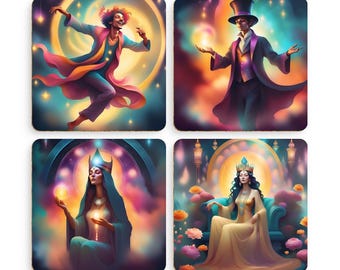 Tarot Coasters | Set of 4 | Fantasy Tarot | Witchy Gift