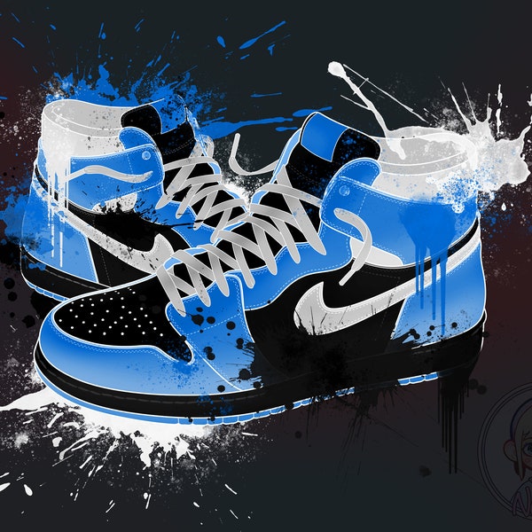 Spray Neon Blue Sneaker png splatter paint sneakers sublimation sport shoes splatter paint shoe artwork png