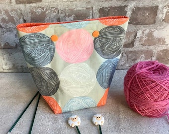 Yarn Tub, Yarn Keeper, Yarn Bowl, Sock Yarn Holder, Crochet Fabric Bag, Ruby Star Society Purl