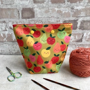 Fruit Project Bag, Small Project Bag, Sock Yarn Bag, Summer Knitting Gift, Yarn Bowl, Sock Yarn Holder,