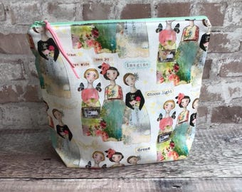 Bolsa para proyectos de ángeles, estuche con cremallera de ángel, bolsa para proyectos de tejido a dos agujas y ganchillo EPP