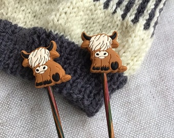 Highland Cow Knitting Stitch Stoppers, Knitting Christmas Gift, Stitch Minder, Funny Knitting Gift