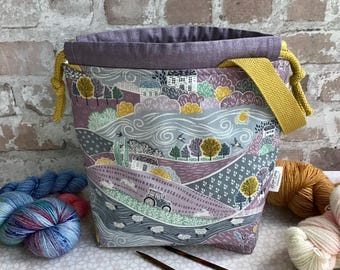 Sheep KnittingProject Bag,Sheep Wool Drawstring Bag, Sheep Toiletry Bag, Crochet Gift, Sheep Bag,