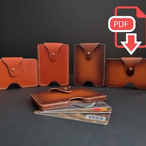 Quick Access Leather Card Holder Pattern Set, Minimalist Card Holder Pattern Pack, Leather Card Holder PDF With Marked Stitch Holes