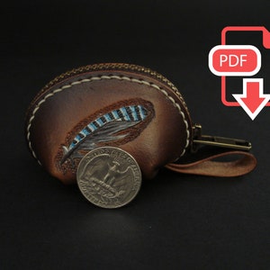 Leder Geldbörse Muster mit Video Tutorial, PDF Medium Würfel Tasche, DIY Leder Münzbeutel Muster mit Stichmarkierungen