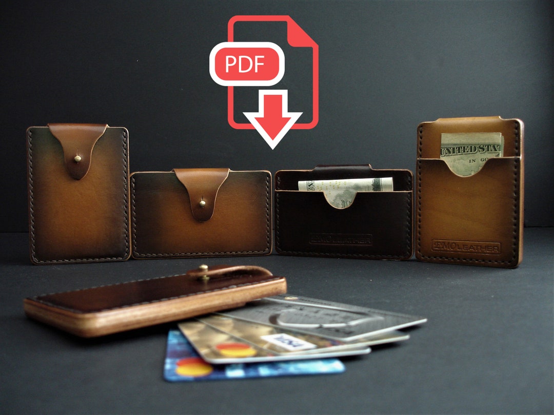 Minimalist Leather Card Holder Pattern Set, Money Pocket Card Holder