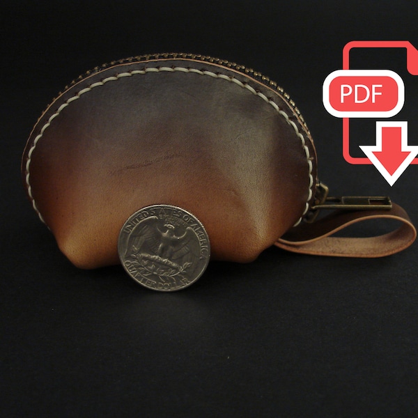 Large Leather Coin Purse Pattern With Video Tutorial , PDF Large Dice Bag, DIY Leather Coin Pouch Pattern With Marked Stitch Holes