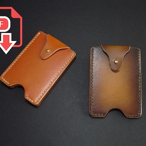 Vertical Leather Card Holder Pattern, Quick Access ID Card Holder Pattern, DIY Leather Card Holder PDF With Marked Stitch Holes