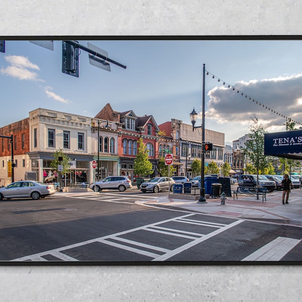 Athens Georgia Clayton Street Photo Print Looking South Historical Buildings Downtown Athens Late Afternoon Digital Download Art Print