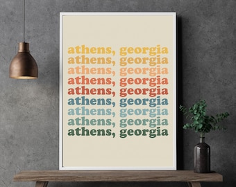 Athens Georgia Poster: Retro Dorm Decor (Digital Download)