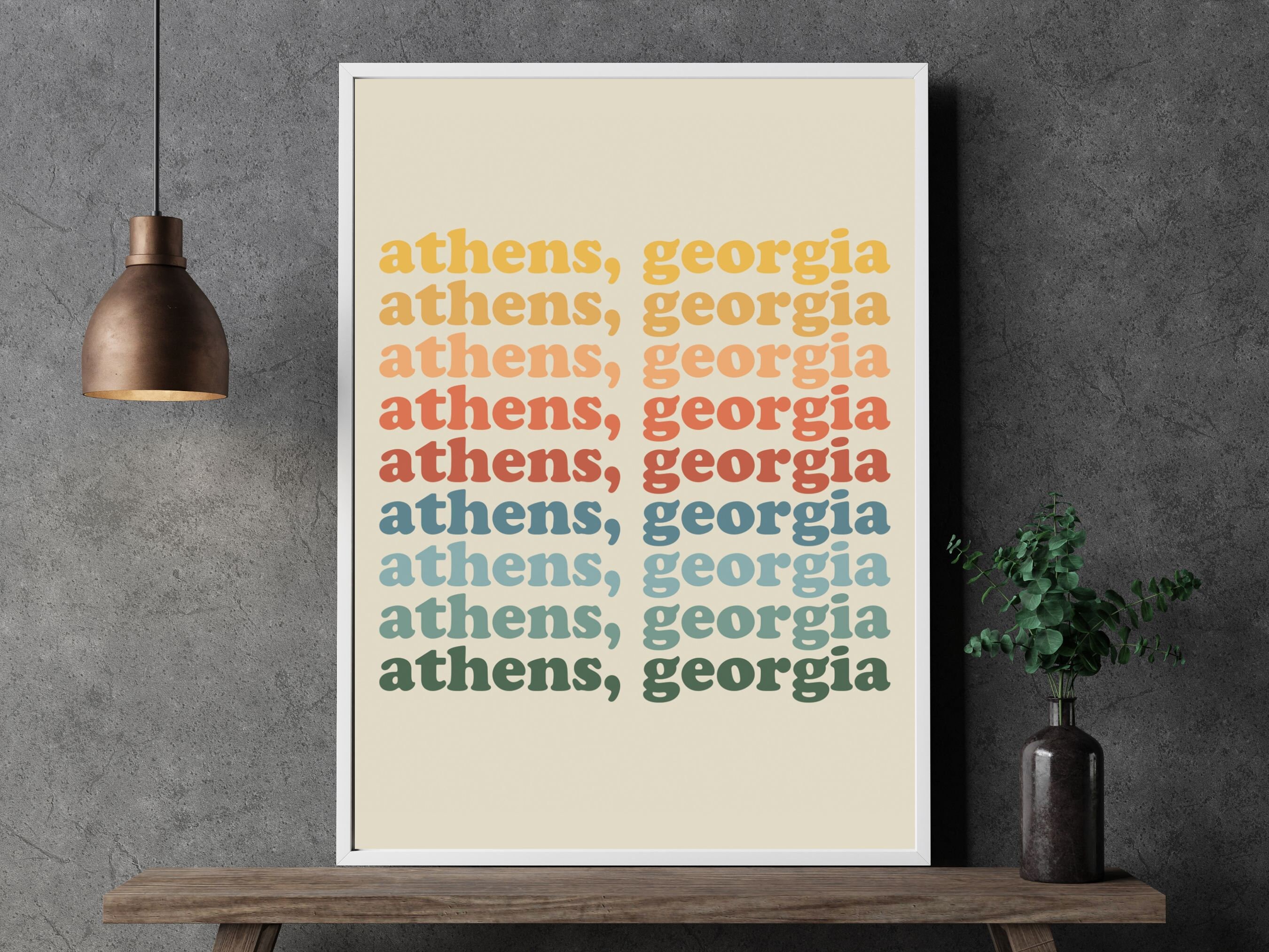 Athen, Georgia Poster Digital Download Wandkunst Multi-Colored Vintage und Retro Feeling für Wohnheim Dekor