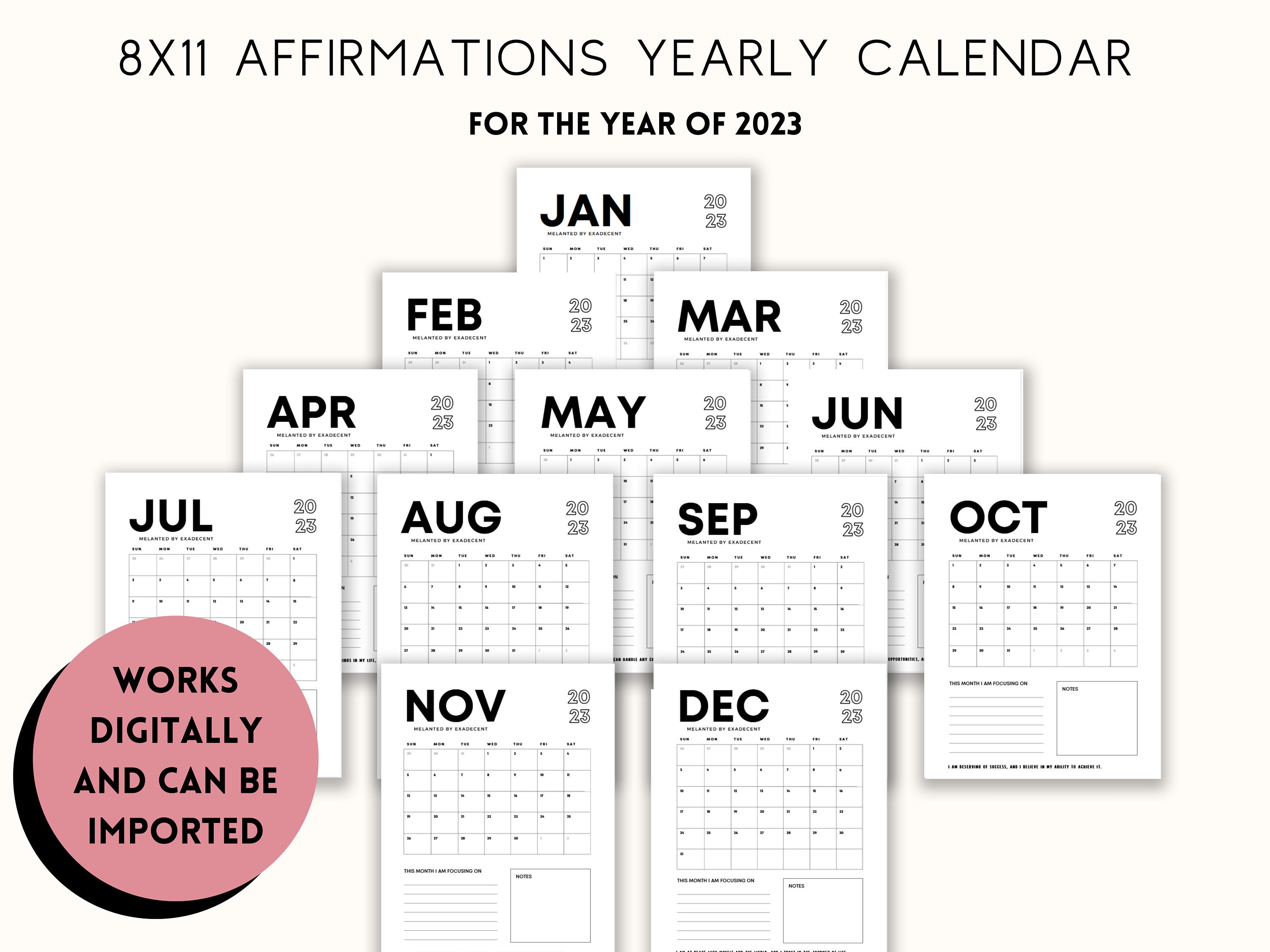 Minimalist Printable 2023 Calendar 2023 Minimalist Printable Calendar ...