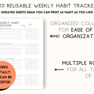 Printable Habit Tracker Weekly Habit Tracker Daily Habit Tracker ...