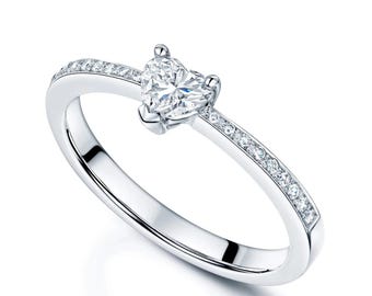 Heart Cubic Zirconia Engagement Ring Heart CZ Diamond Ring Heart Cut Diamond Ring Anniversary Gifts for Her Unique Diamond Proposal Ring