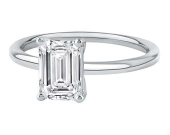 Emerald Cut Engagement Ring, Emerald Cut Solitaire Ring, Emerald Cut ring, Diamond Simulant CZ Emerald Cut Sterling Silver