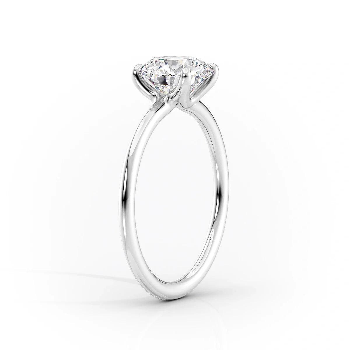 Round Stone Engagement Ring in 925 Silver, Cubic Zirconia Engagement Ring Solitaire Diamond Ring , Woman Solitaire Promise Ring Gift