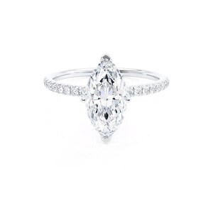 Marquise Cut Moissanite Diamond Ring, Starling Silver Engagement Ring , Marquise Solitaire Ring , Marquise Simulated Diamond Ring
