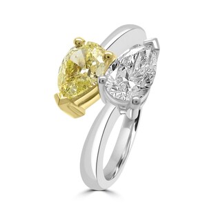 Toi Et Moi Ring Pear Cut Moissanite Engagement Rings Wedding Proposal Ring Two Stone Teardrop Ring for Her Anniversary Gift For Women