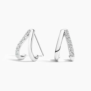 Moissanite Huggie Cuff Earrings Stud / Diamond V Huggie Earrings / Chevron Earrings for Women / Huggie Hoop Earrings / Earring Gift for Her