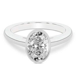 Vintage Bezel Moissanite Oval Diamond Ring • Moissanite Engagement Ring • Anniversary Gift for Wife • Dainty Wear Classic Style Gold Ring