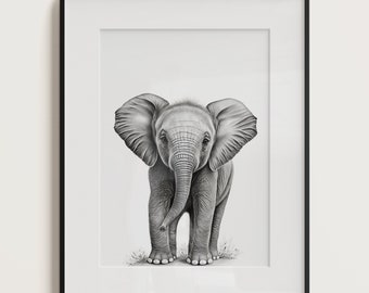 Baby Elephant Digital Print