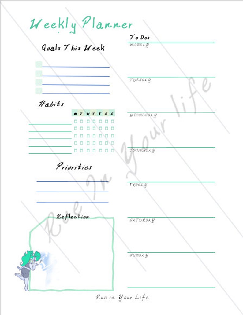 Printable Weekly Planner Letter Size Digital Download - Etsy