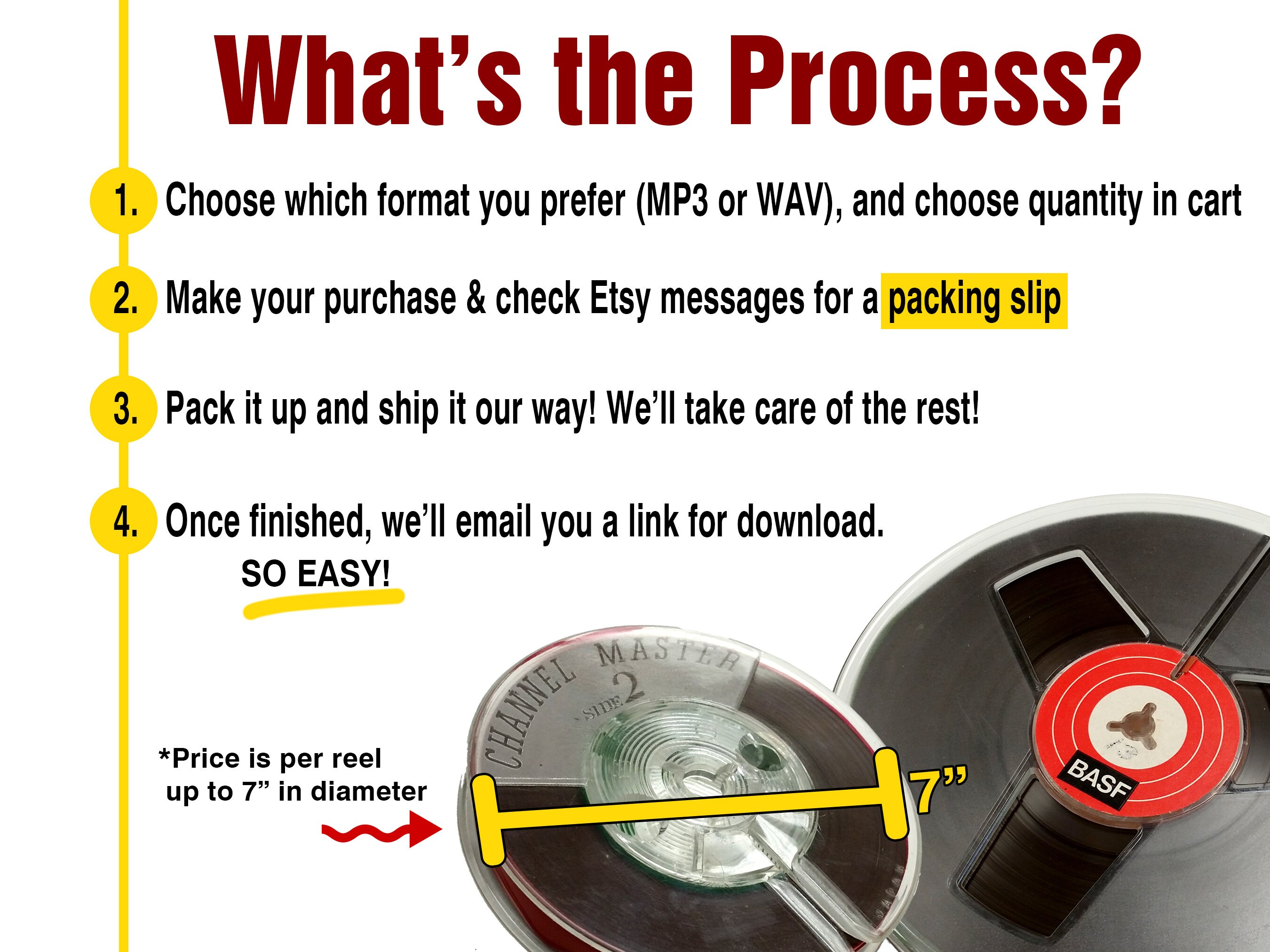 Audio Reeltoreel Tape Conversion Service to Digital MP3 or WAV Delivered via the Cloud