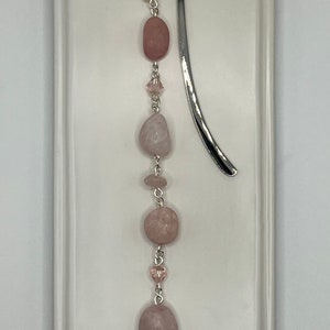 Bookmark Charm Crystal Beaded Bookmark With Charm Metal Hook Bookmark Gift for Book Lovers Rose Quartz Bookmark Plant Stake Gifts for Her