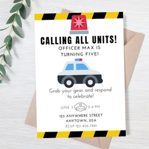 Police Officer - Law Enforcement - Downloadable Customizable Birthday Invitation Template