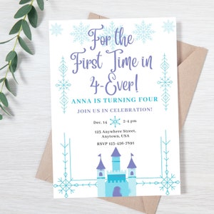 Frozen - Princess Castle - Fourth Birthday - Downloadable Customizable Birthday Invitation Template